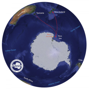 Fig.1: The route and the area of the 32nd Italian Antarctic Campaign in the Ross Sea. Credits: Florence Colleoni