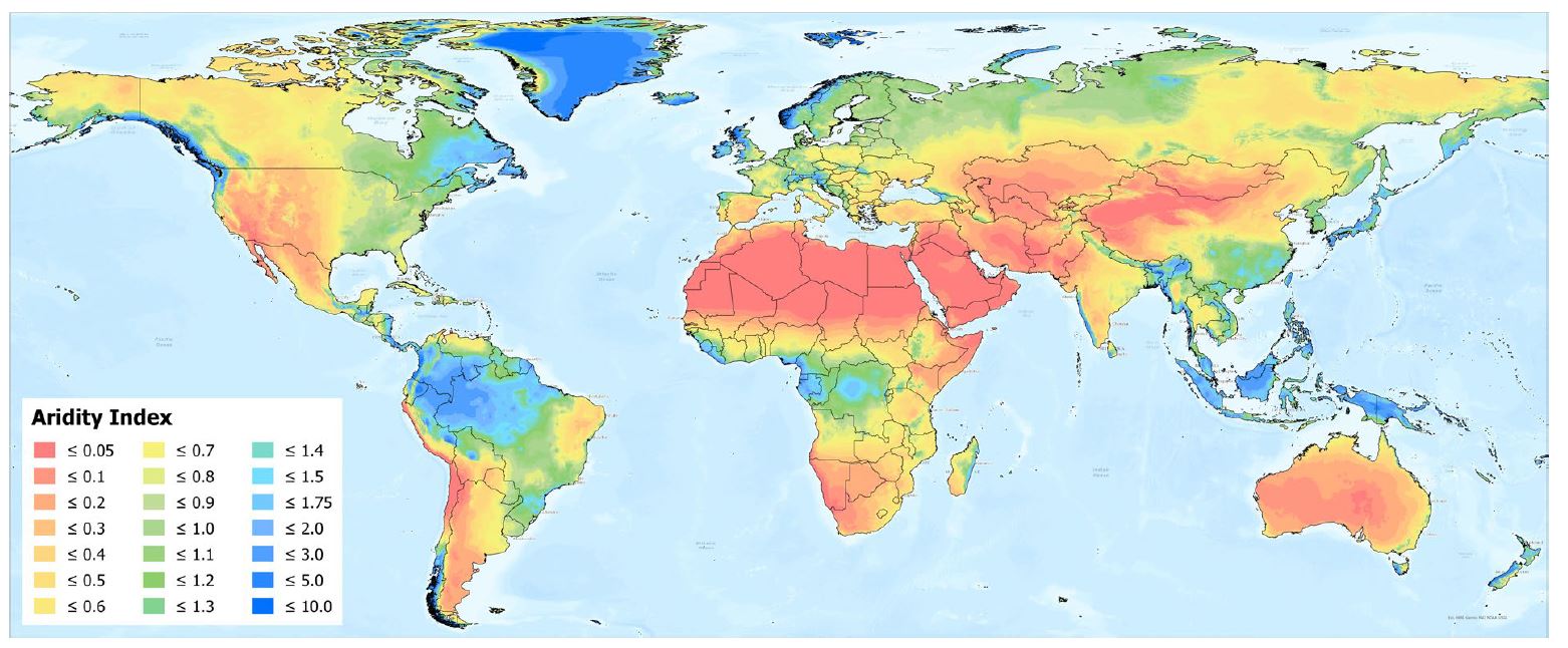La mappa globale dell’aridità