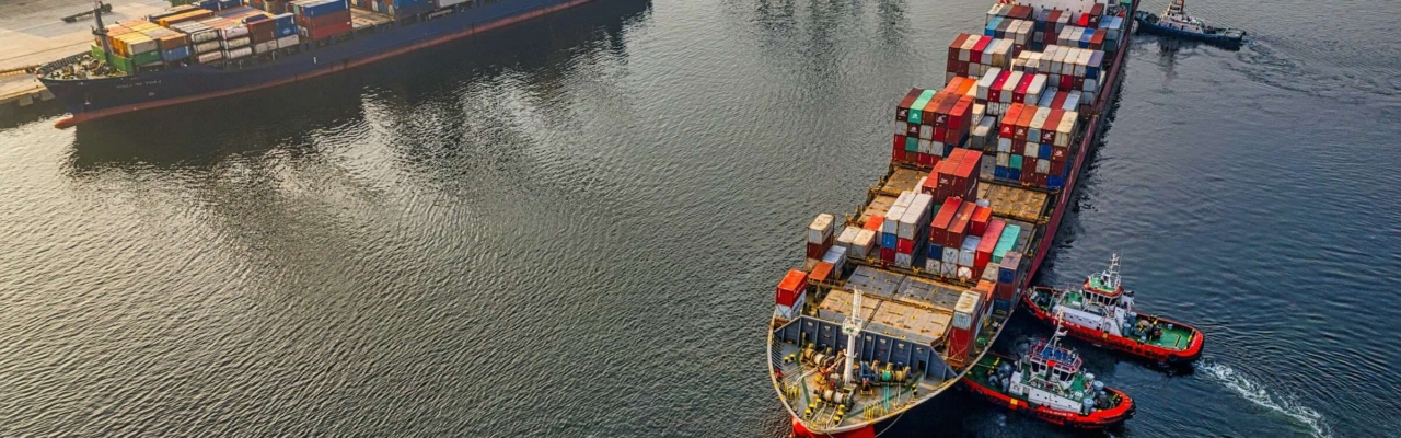 Cargo ships in a harbour