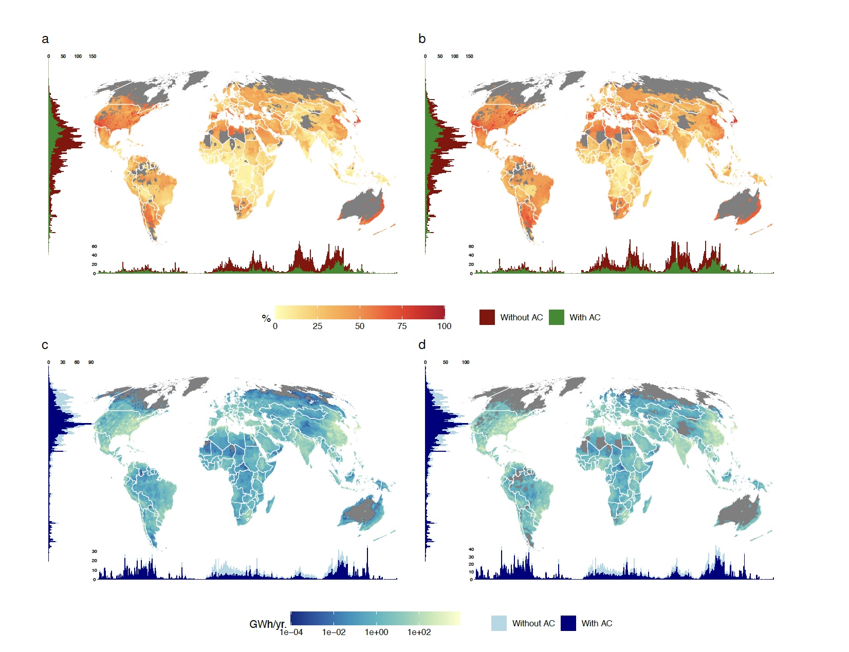 Global gridded projections for residential air-conditioning